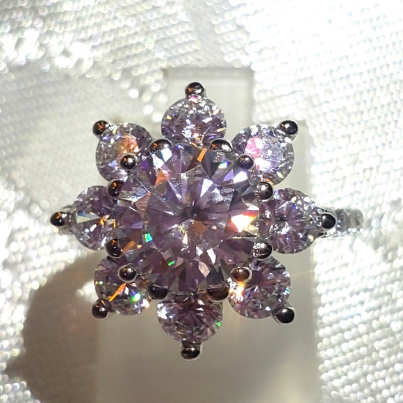 SOLDCertified Moissanite snowflake ring 2.00ctw. In Platinum over Sterling Silve - Picture 6 of 9